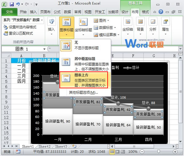 Excel2010图表制作：线柱盈利分析图